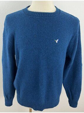 Vintage Flying Scotsman Men's XL Crewneck Wool Sweater Pullover Blue Green Marl